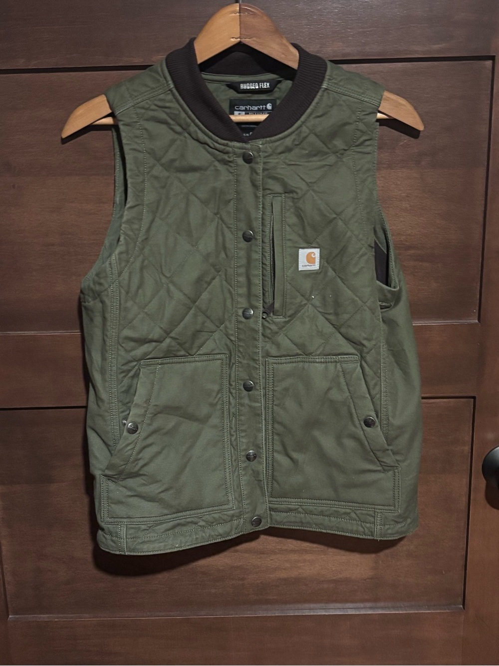 Carhartt Women's Quilted Canvas Vest in Olive Green - Picture 2 of 5